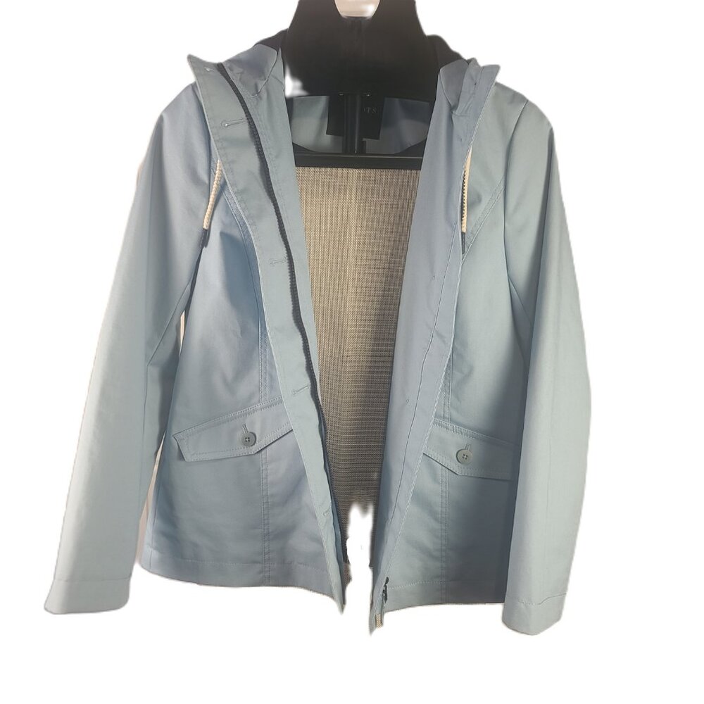 Talbots Hooded Light Blue Rain Jacket/Coat Women's XS - Picture 7 of 16